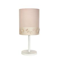 Abajur Faixa Flores E Borboletas Base Branca 20x42 Rosa