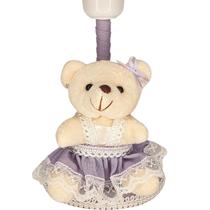 Abajur Infantil Bebê Quarto Criança Lilas Liso Ursa Clara