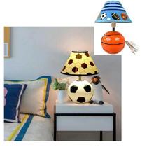 Abajur Infantil Cerâmica Bola Futebol/Basquete 27 Cm Decoração Quarto com Cúpula