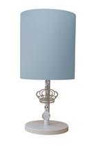 Abajur Infantil Coroa Base Branca Cúpula Azul bebê 20x43