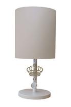Abajur Infantil Coroa Base Branca Cúpula Cinza 20x43