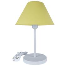 Abajur Infantil Luminária de Mesa Fino Decoração Quarto Skinny Base Branca Cúpula Amarela Abajur Infantil Luminária de Mesa Fino Decoração Quarto Skinny Base Branca Cúpula Amarela