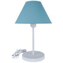 Abajur Infantil Luminária de Mesa Fino Decoração Quarto Skinny Base Branca Cúpula Azul Abajur Infantil Luminária de Mesa Fino Decoração Quarto Skinny Base Branca Cúpula Azul