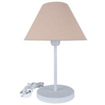 Abajur Infantil Luminária de Mesa Fino Decoração Quarto Skinny Base Branca Cúpula Salmão