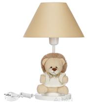 Abajur Infantil Luminaria Quarto Bebe Safari Leão Leãozinho Palha C.Bege - Aldan