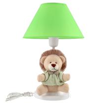 Abajur Infantil Luminaria Quarto Bebe Safari Leão Leãozinho Verde C,Verde