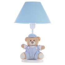 Abajur Infantil Menino Bebê Ursinho Ted Azul Cúpula Azul