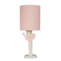 Abajur Infantil Passarinho Rosa Base Branco Provençal 20x49 Abajur Infantil Passarinho Rosa Base Branco Provençal 20x49