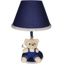Abajur Infantil Quarto Bebê Marinho Liso Principe Urso Claro Abajur Infantil Quarto Bebê Marinho Liso Principe Urso Claro