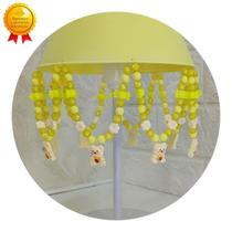 Abajur Infantil Urso Amarelo Pérolas Pingentes Flor Decorar Abajur Infantil Urso Amarelo Pérolas Pingentes Flor Decorar