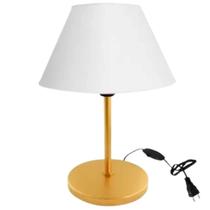 Abajur Infatil Luminária De Mesa Criado Quarto Com Cúpula Dourado e Branco