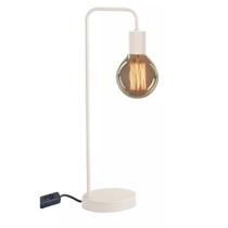 Abajur L Para Sala Quarto Luminaria de Mesa Industrial Retro E 27 Branco