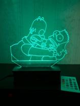 Abajur Led 16 cores, Luminária, Homer, Bart, Os Simpsons, Desenho, Decoração - Avelar Criações