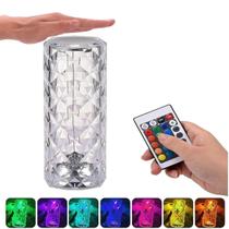 Abajur Led Touch Luminaria Cristal Usb C/ Controle 16 Cores - C1