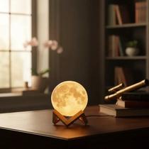 Abajur Lua Cheia 3D Led Luz Amarela Decorativa Pequena Abajur Lua Cheia 3D Led Luz Amarela Decorativa Pequena