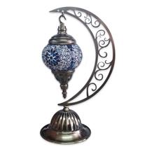 Abajur Lua Turco Mosaico Metal Estrela Azul e Branco 40 cm Abajur Lua Turco Mosaico Metal Estrela Azul e Branco 40 cm