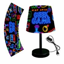 Abajur luminaria 15x20 gamer games geek