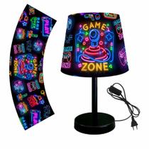 Abajur luminaria 15x20 gamer games zone - ATACADAO DA DECORACAO