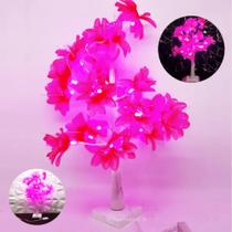 Abajur Luminária 18 Leds Árvore Flor Rosa Quarto Sala Super Brilhante RF01RO