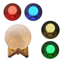 Abajur Luminária 3d De Mesa Lua 5 Cor Touch decoração