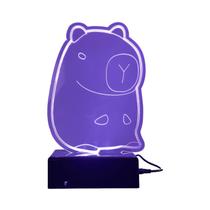 Abajur Luminária 3D Decorativa 16 Cores Vários Modelos Presente Quarto Escritório Capivara Love