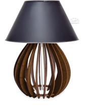 Abajur Luminária Bola Mdf Marrom