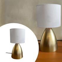 Abajur Luminária Clássico Dourado Cone Bivolt + Cúpula algodão Branco