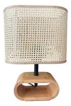 Abajur Luminária Com Cúpula E Base De Madeira Bivolt Decor 30x22x11,5cm