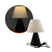 Abajur Luminária Cone de Mesa Base Preta + Cúpula Algodão Bege Abajur Luminária Cone de Mesa Base Preta + Cúpula Algodão Bege
