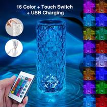 Abajur Luminária Cristal Multi Color Com Controle E Bateria - Art House