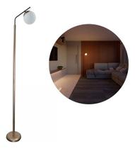 Abajur Luminária De Chão Altura 1,6m Bronze Bivolt Com Globo Vidro + Lâmpada