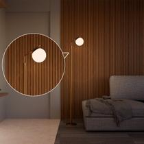 Abajur Luminária De Chão Altura 1,6m Dourado Bivolt Com Globo Vidro + Lâmpada