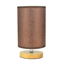 Abajur Luminária de Mesa Base de Madeira Redondo Abajur Luminária de Mesa Base de Madeira Redondo