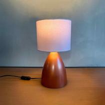 Abajur luminaria de Mesa Bojudo de Cobre aluminio e Bivolt Com Cúpula algodão Ref 86