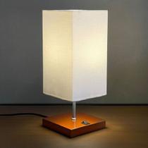 Abajur luminária de Mesa Clássico Quadrado Com Interruptor e Cúpula Decoração Casa e Sala, Quarto e Cabeceira Cama, Escritório estudar