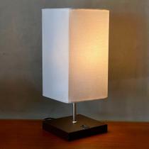 Abajur luminária de Mesa Clássico Quadrado Com Interruptor e Cúpula Decoração Casa e Sala, Quarto e Cabeceira Cama, Escritório estudar