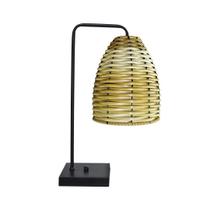 Abajur Luminaria De Mesa Com Cúpula De Junco - Preto - Pinus Abajur Luminaria De Mesa Com Cúpula De Junco - Preto - Pinus