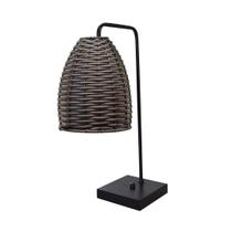 Abajur Luminaria De Mesa Com Cúpula De Junco - Preto - Tabaco