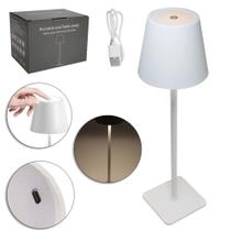 Abajur Luminária De Mesa De Metal Recarregável Com 48 Leds + Sensor Touch E Cabo Usb 37,5x9,5cm