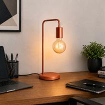 Abajur Luminaria De Mesa estilo retrô Cobre com 01 haste curva Ideal para lâmpadas filamento LED