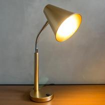Abajur Luminária De Mesa Flexível Interruptor Dourado Para Sala de estar, Quarto e cabeceira cama, Escritório leitura.