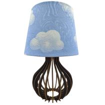 Abajur Luminaria De Mesa Infantil Decoração Nuvem Azul - Preto