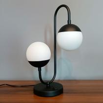 Abajur Luminaria De Mesa Moderno jabuticaba Com 2 Globos de Vidro 10cm Para Cabeceira, Cama, Quarto, ou Sala