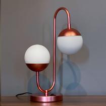 Abajur Luminaria De Mesa Moderno jabuticaba Com 2 Globos de Vidro 10cm Para Cabeceira, Cama, Quarto, ou Sala