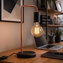 Abajur Luminaria De Mesa na cor Preto com Cobre - Ideal para escritório, sala, quarto, home office Abajur Luminaria De Mesa na cor Preto com Cobre - Ideal para escritório, sala, quarto, home office