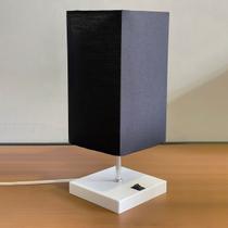 Abajur luminaria de Mesa Quadrado Aluminio Branco bivolt + Cúpula Tecido Algodão Preto Abajur luminaria de Mesa Quadrado Aluminio Branco bivolt + Cúpula Tecido Algodão Preto