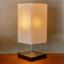 Abajur luminária de Mesa Quadrado aluminio Com Interruptor e Cúpula algodão