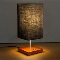Abajur luminaria de mesa Quadrado Cobre aluminio e bivolt com Cúpula Algodão Preto Abajur luminaria de mesa Quadrado Cobre aluminio e bivolt com Cúpula Algodão Preto