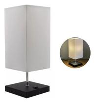Abajur luminária de Mesa Quadrado de alumínio Com Interruptor e bivolt Com Cúpula algodão Ref 49 Abajur luminária de Mesa Quadrado de alumínio Com Interruptor e bivolt Com Cúpula algodão Ref 49