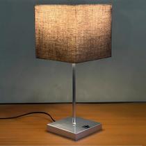 Abajur luminária de Mesa Quadrado Escovado Com Interruptor Com Cúpula Para Decoração Casa e Sala, Quarto Cabeceira de Cama, Escritório estudar